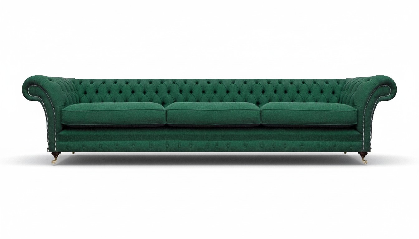 Living room sofa three-seater couch textile fabric decor luxury Chesterfield