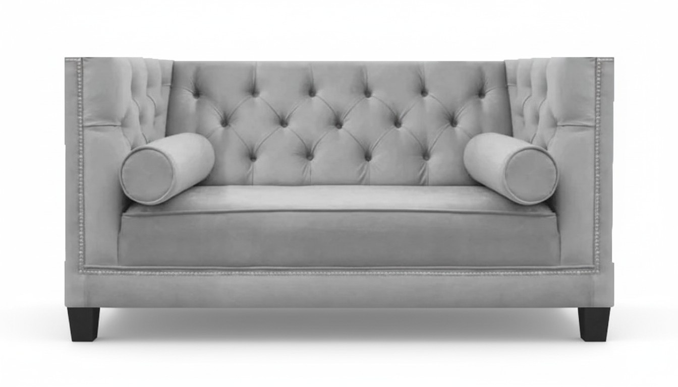 Living room sofa two seater couch luxury chesterfield textile upholstered seat