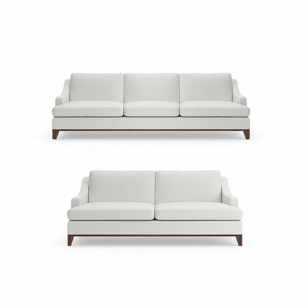 Living Room Sofa Two Seater with Three Seater Couch White Complete Furnishing New