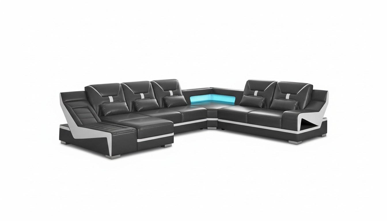 Living area sofa U shape corner sofa designer sofa black corner set