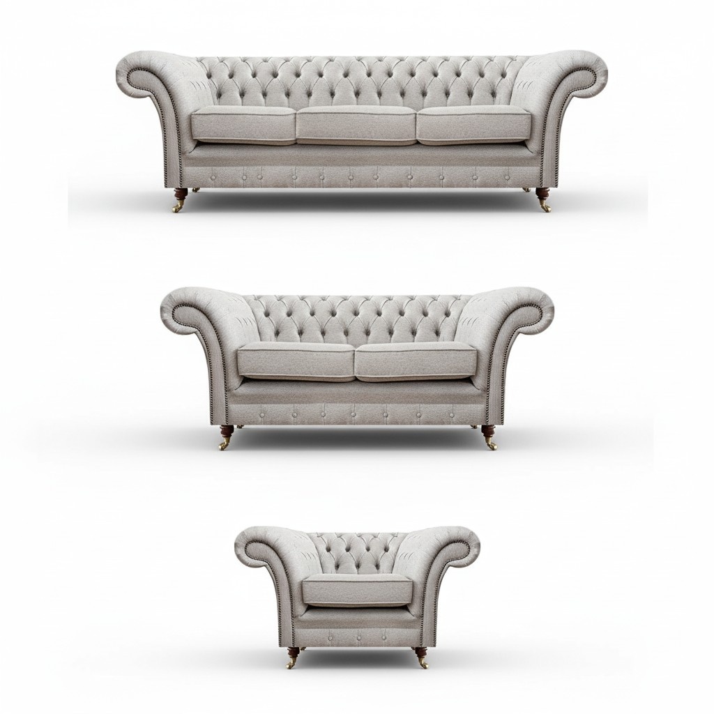 Living Room Sofas Complete Armchairs Luxury Seat Gray Chesterfield Upholstered Furniture