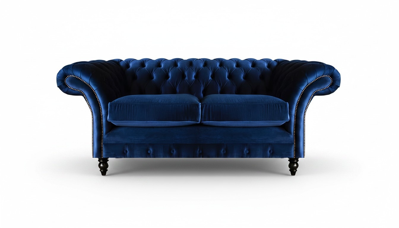 Living room sofas couch two seater furnishings blue chesterfield new