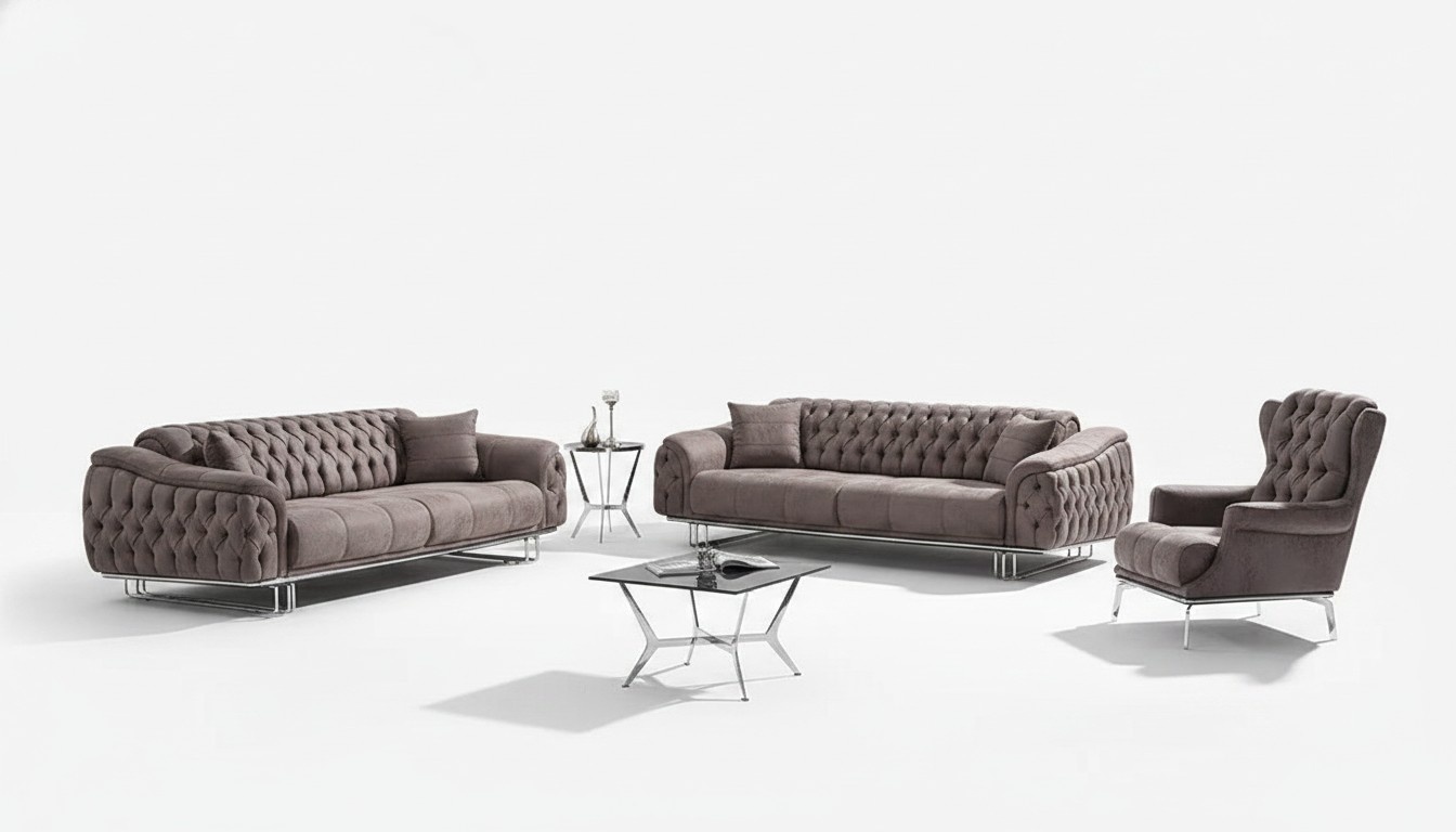 Living room sofas set 3+3+1 seats upholstered furniture luxury fabric