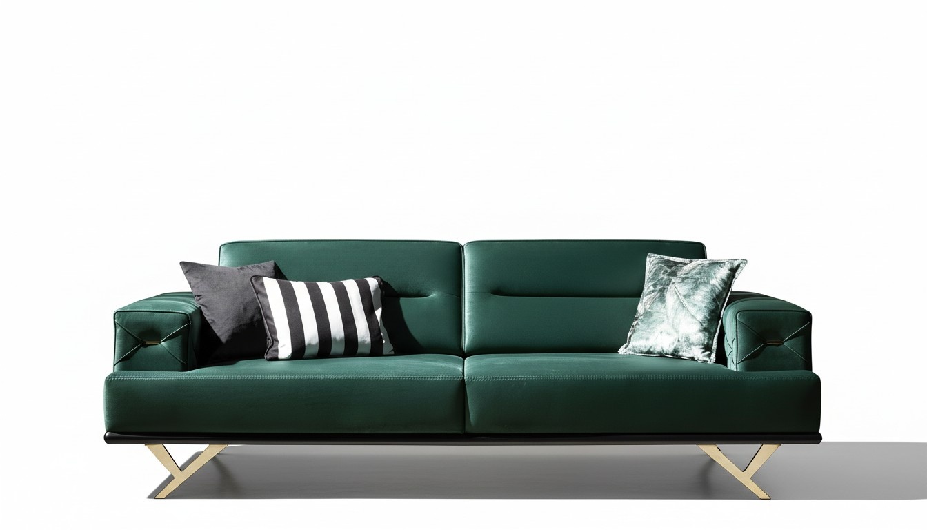 Living room set sofa three-seater side table green stainless steel furniture new