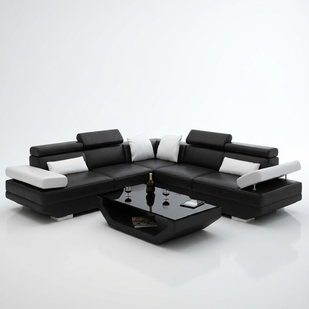 Living landscape upholstered corner sofa with USB set landscape leather AlfredB