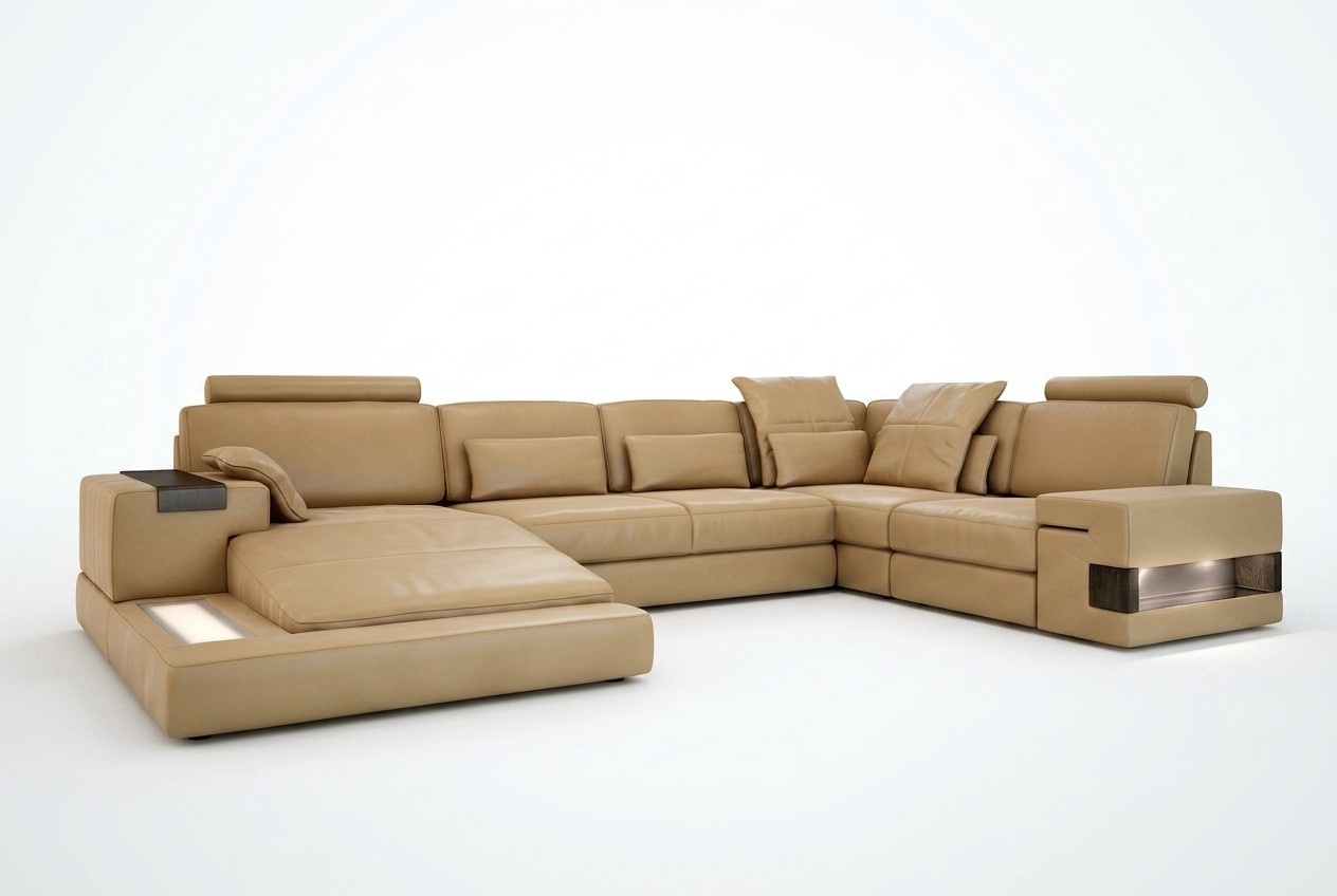Living landscape upholstered couch set big sofa Bellini design leather sofa with USB