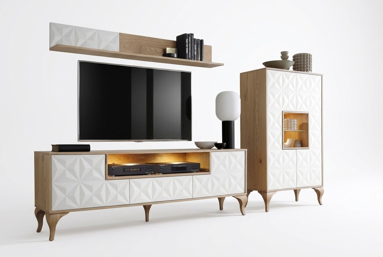 Living room TV lowboard wall shelf shelf living room cabinet set 3-piece