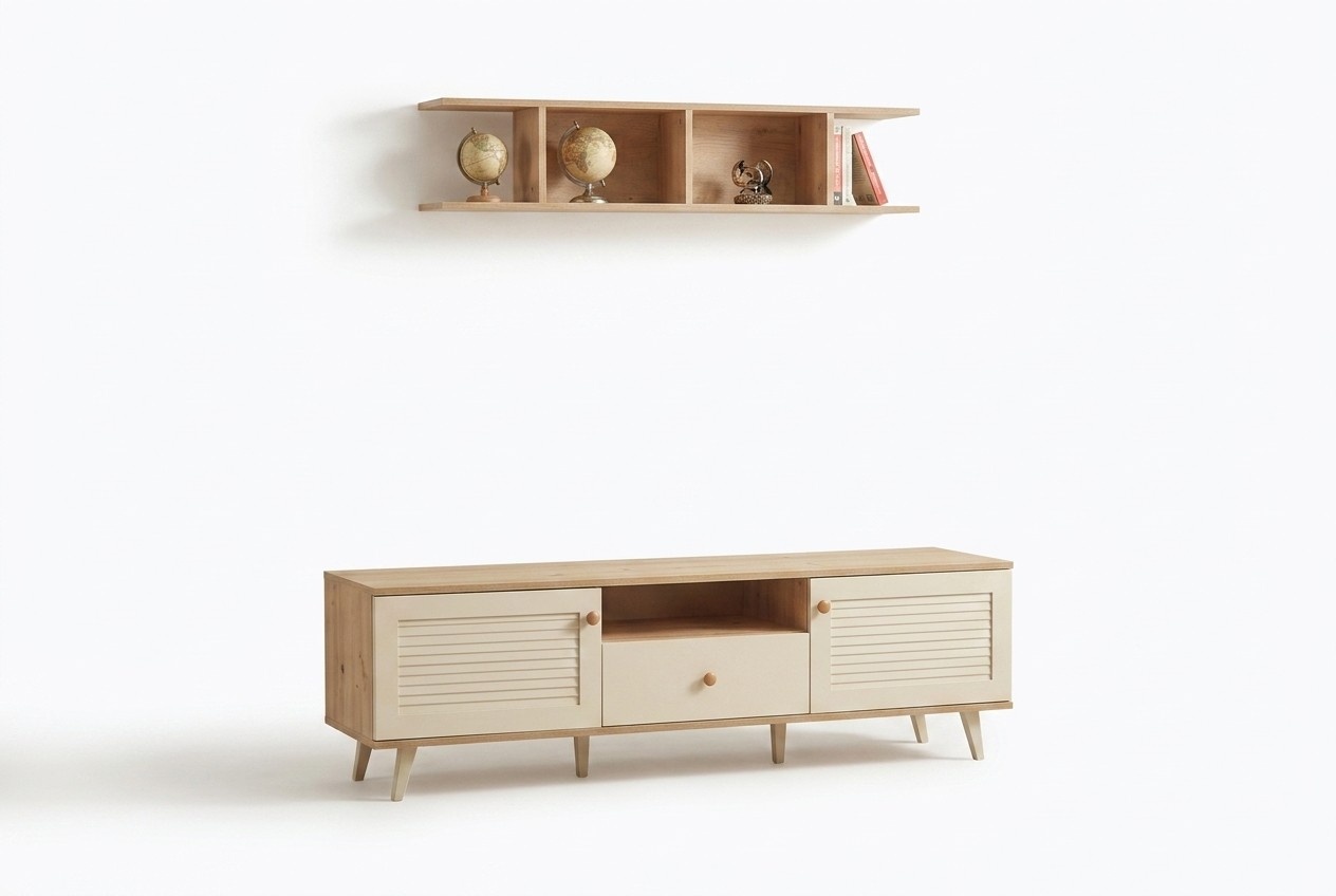 Living room TV stand complete wooden furniture wall shelf design furnishings