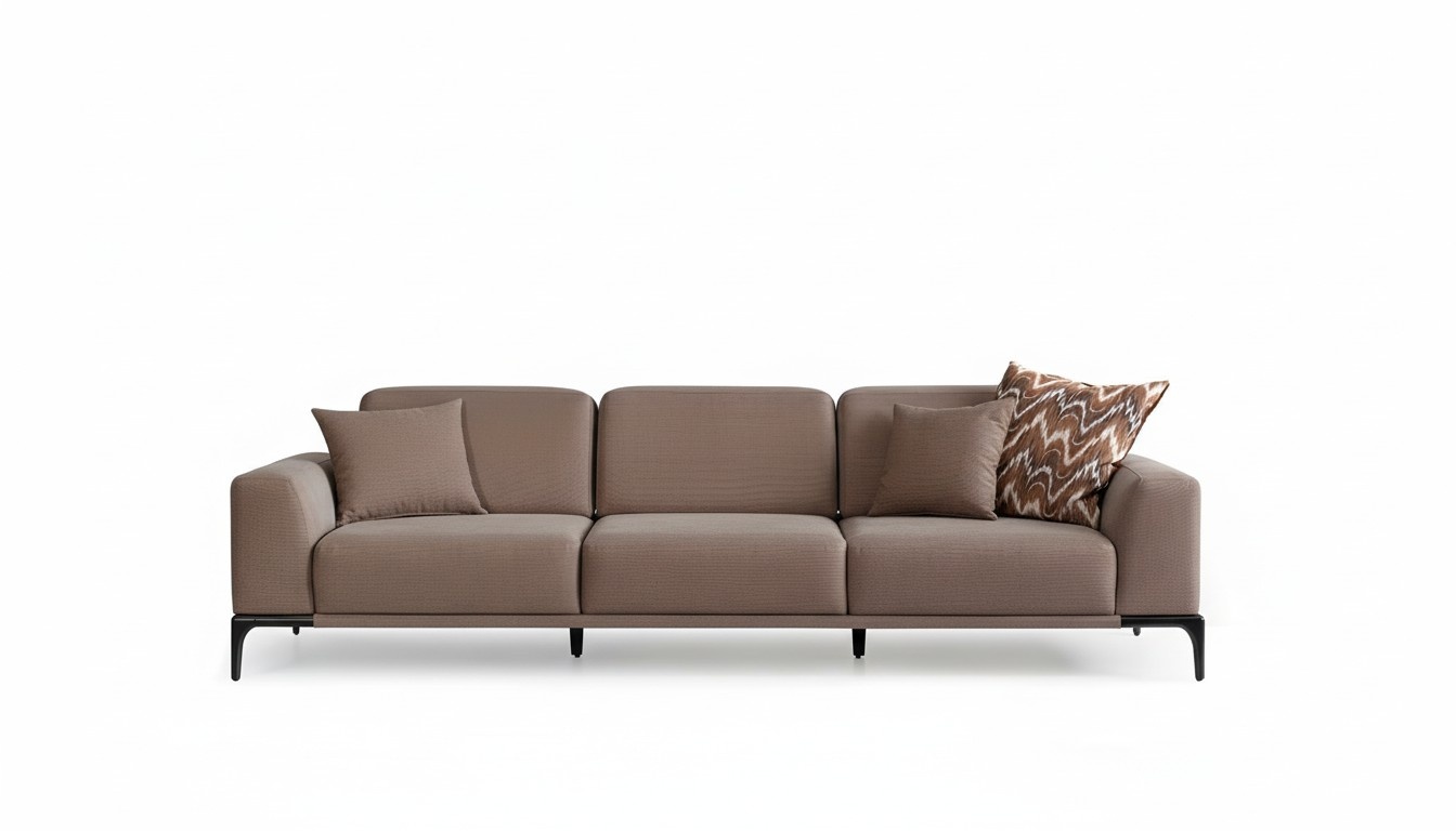 Living Room Three Seater Sofa 4 Seater Brown Sofas Couch Luxury