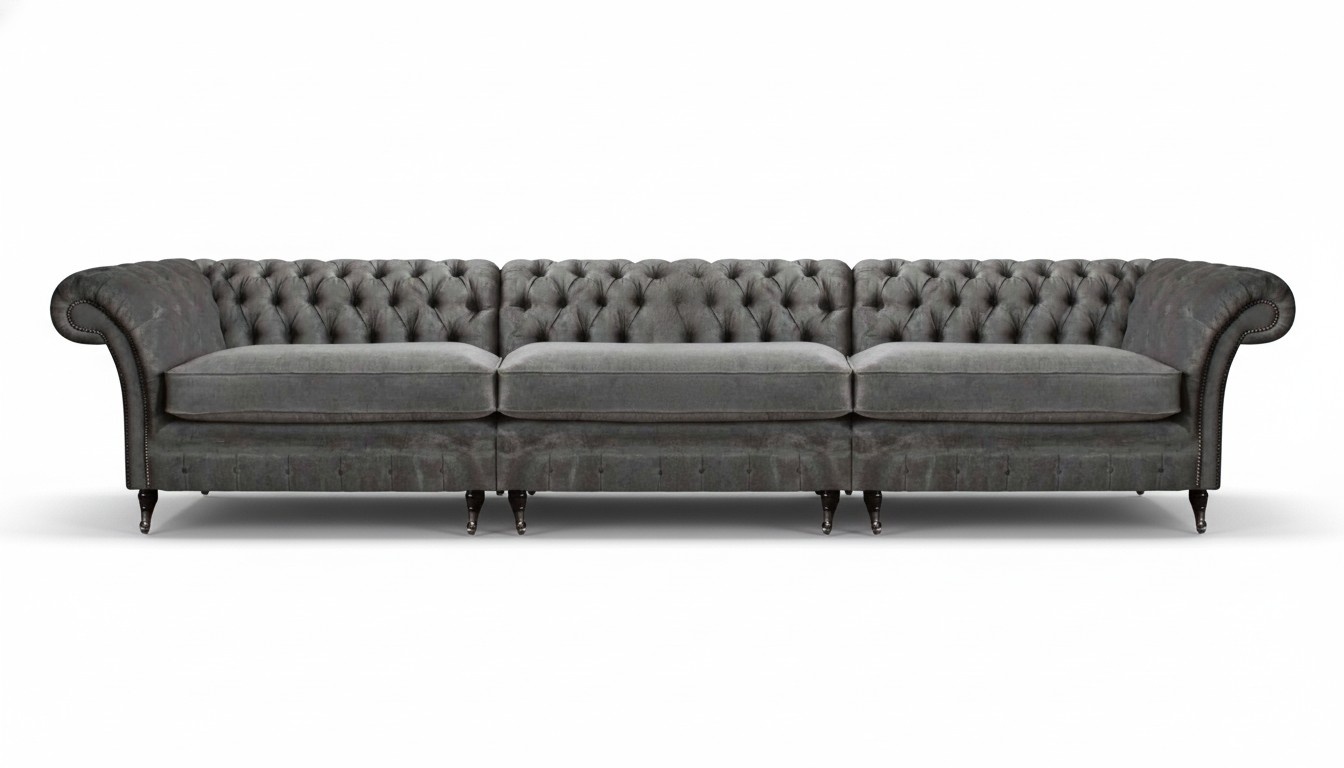 Living Room Three-Seater Sofa Couch Chesterfield Modern Design Upholstered Furniture