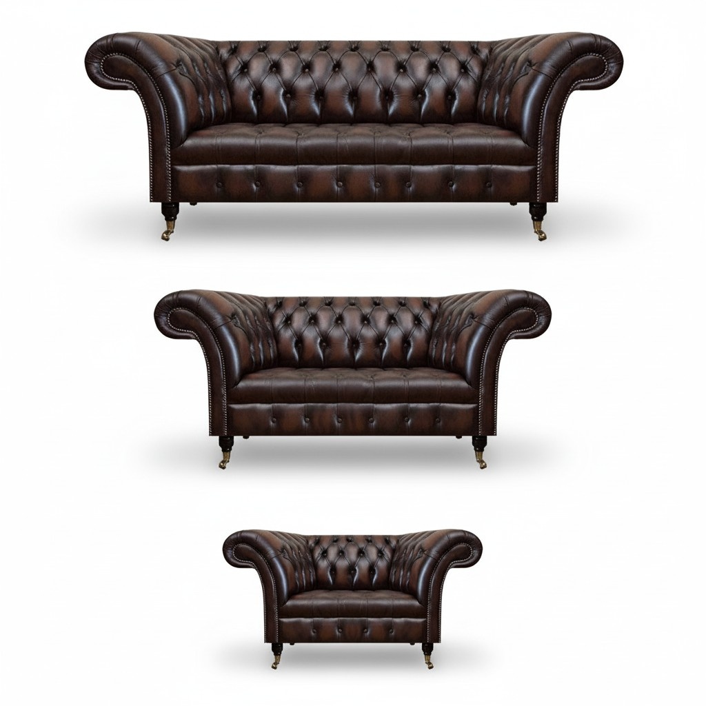 Living Room Upholstered Furniture Chesterfield Sofas Couch Leather Luxury Sofa Set