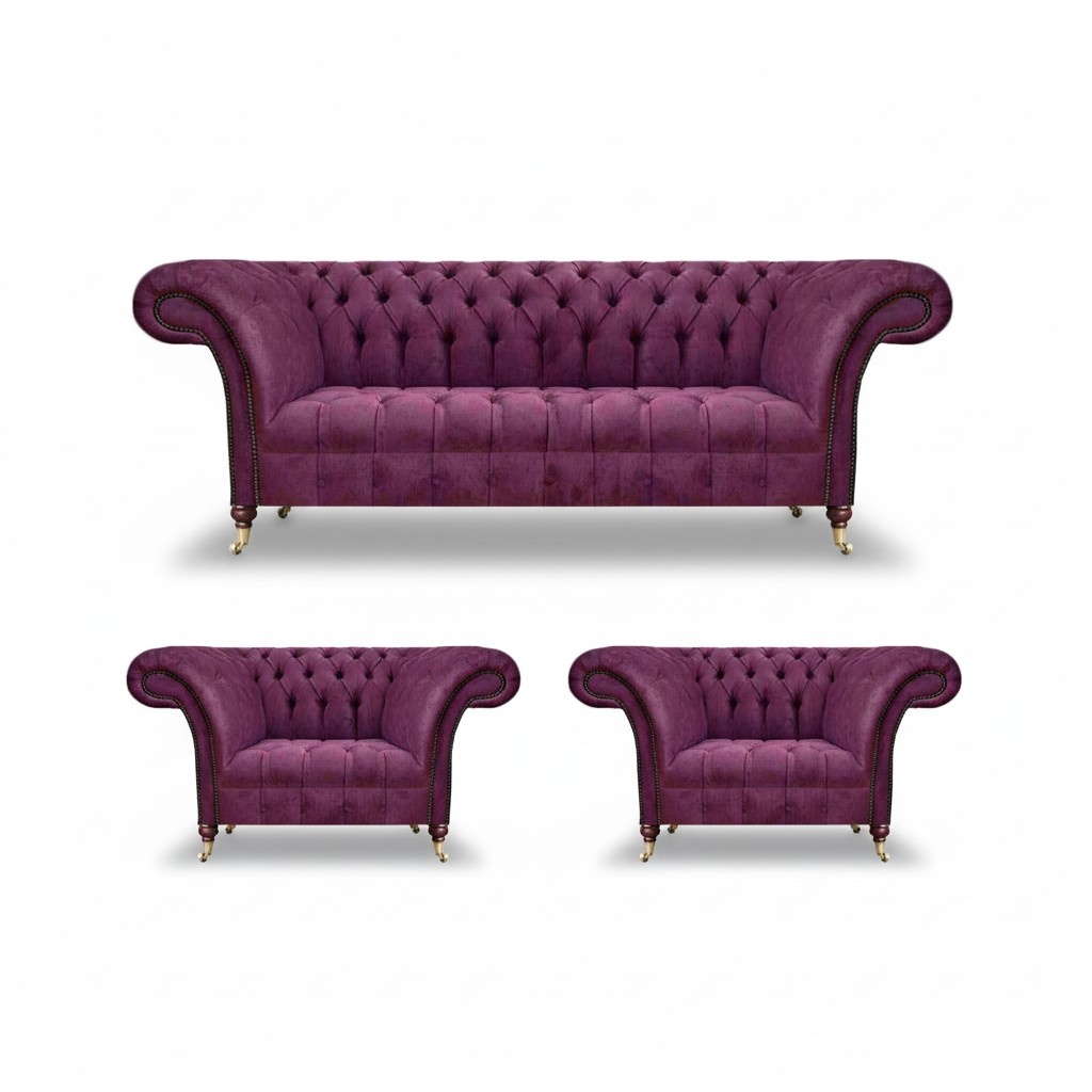 Living room upholstered furniture sofa set 3-piece textile furniture couches Chesterfield
