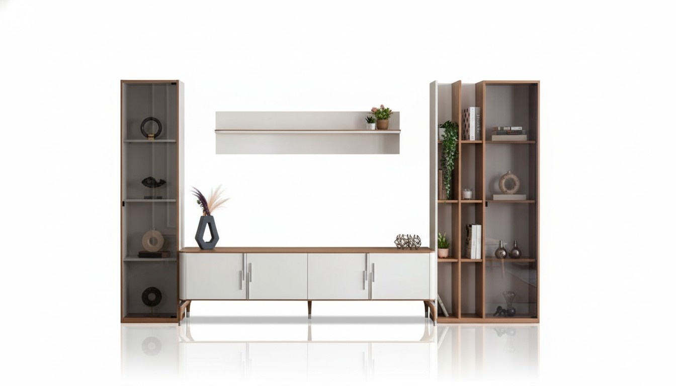 Living room wall unit TV stand shelf luxury design set 4 pcs modern furniture new