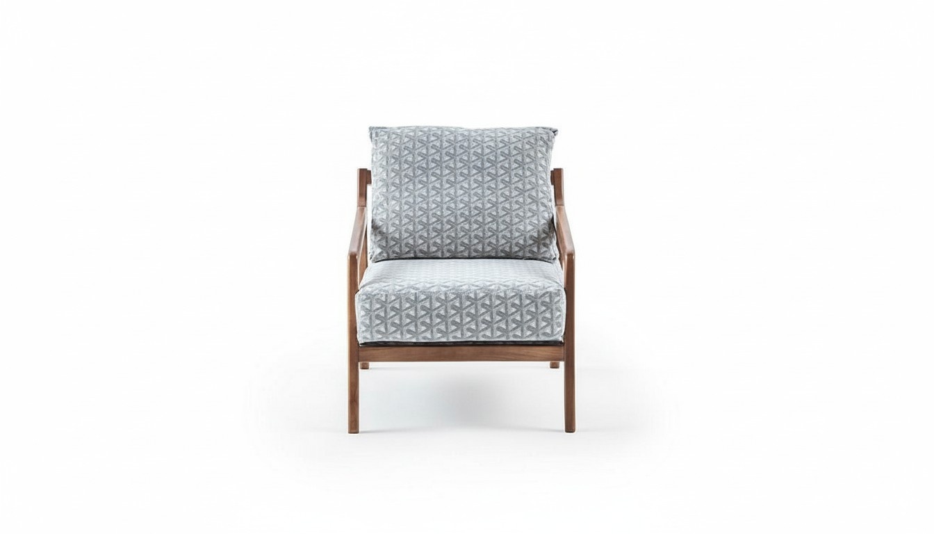 Living Room White Wooden Frame Armchair Roubster Fabric Stylish Single Seater