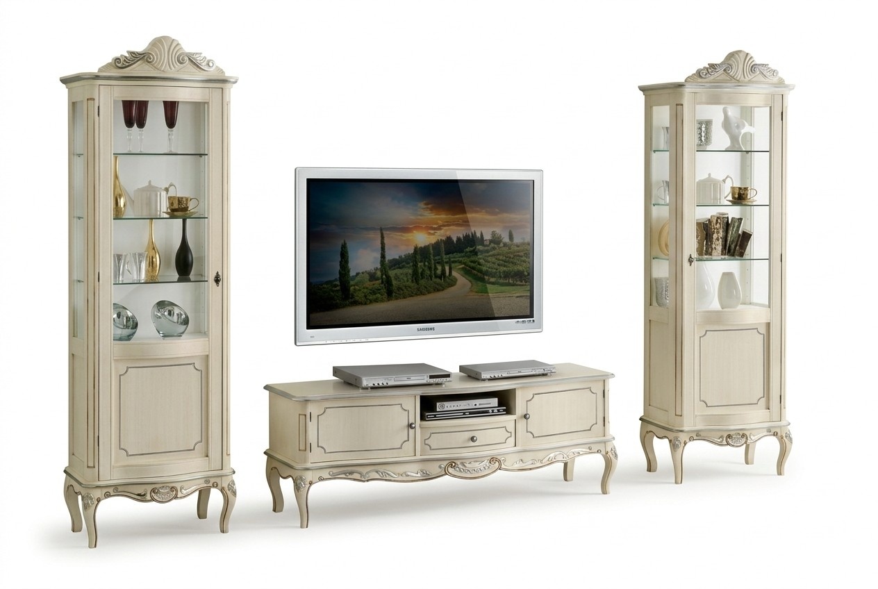 Luxury wall unit 3 pieces rtv 2x showcase design Italian furniture living room baroque style
