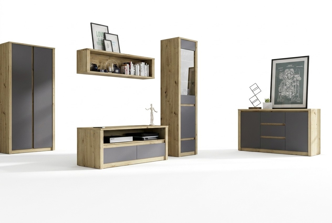 Living Room Sideboards Low Board Side Cabinet Living Room Sideboard Shelf 5pcs Set