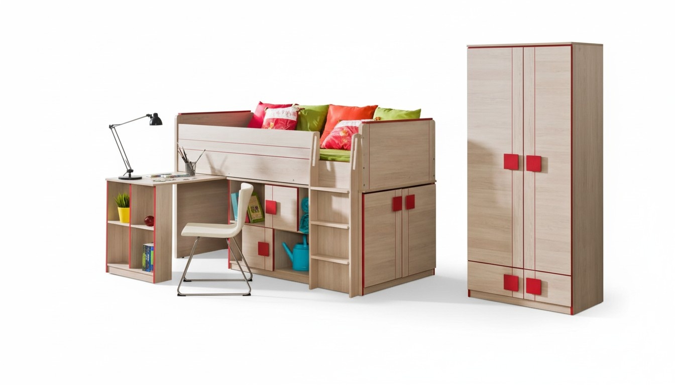 Loft Bed Multifunctional Bed Wooden Beds Wardrobe Furniture Children\'s Room Chest of Drawers