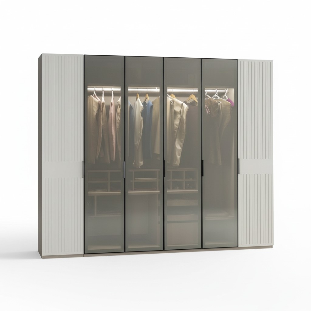 Loft Wardrobe Luxury Bedroom Wooden Cupboard Glass Wardrobe Furniture Design