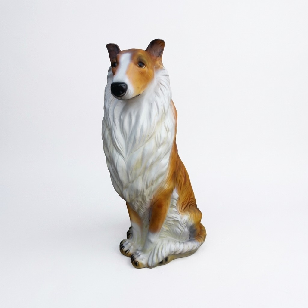 Decorative sculpture designed as rough collie dog figurine 90cm height
