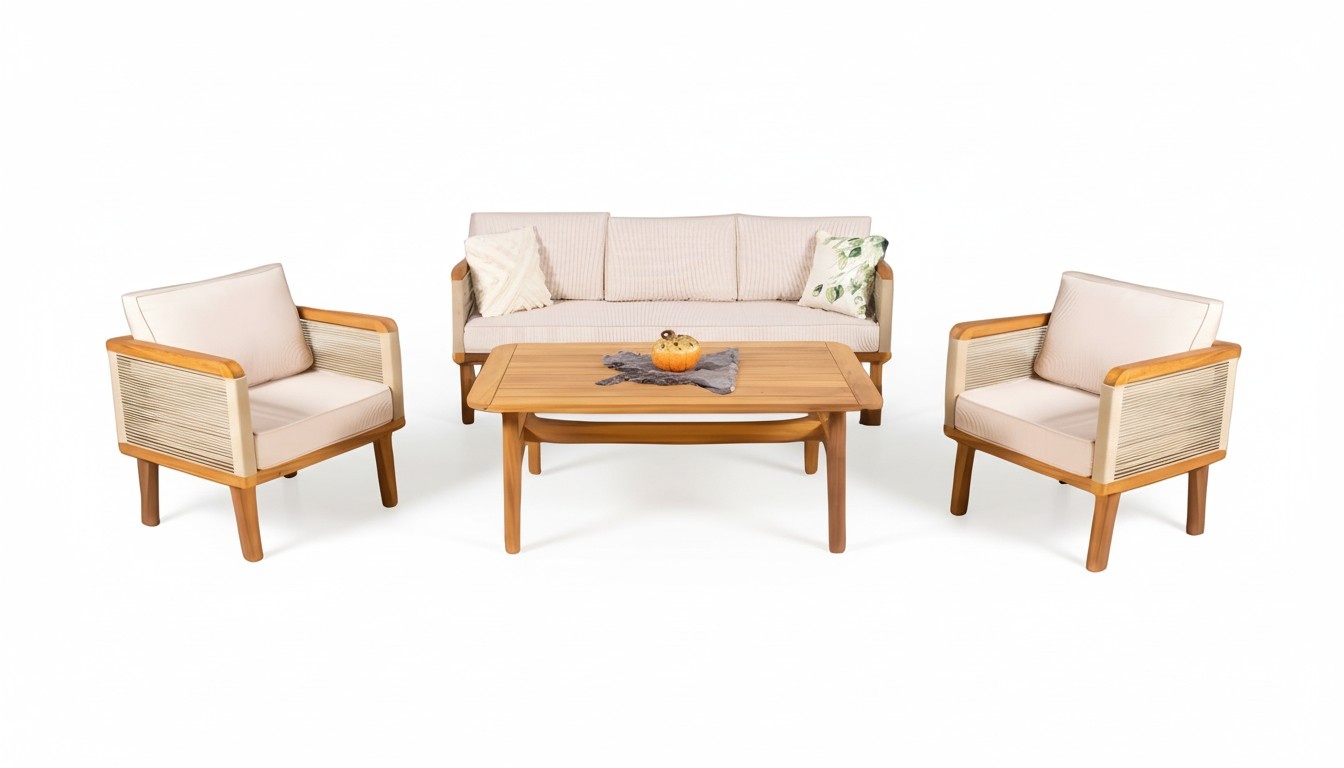 Lounge furniture garden furniture set seating group sofa coffee table armchair beige