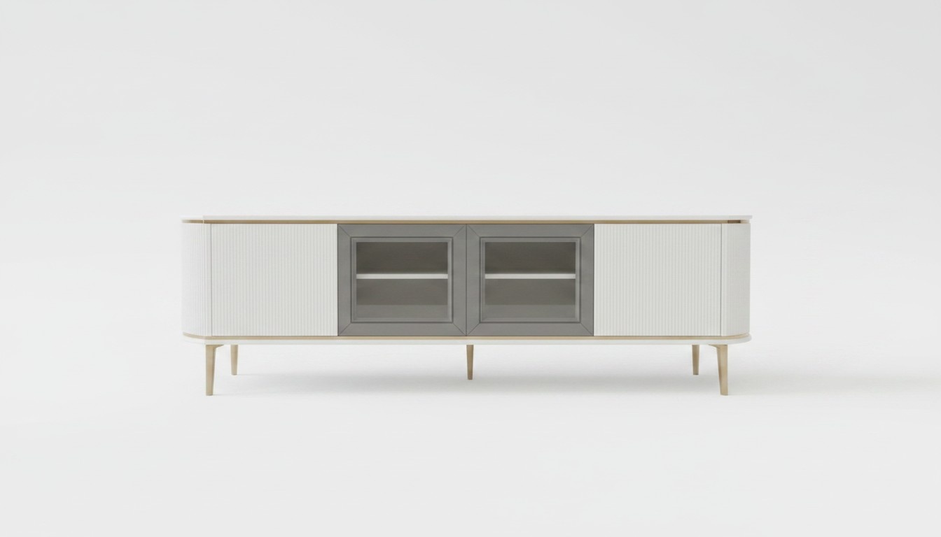 Lowboard Luxury White TV Stand Living Room Modern Design New Wood Furniture Glass