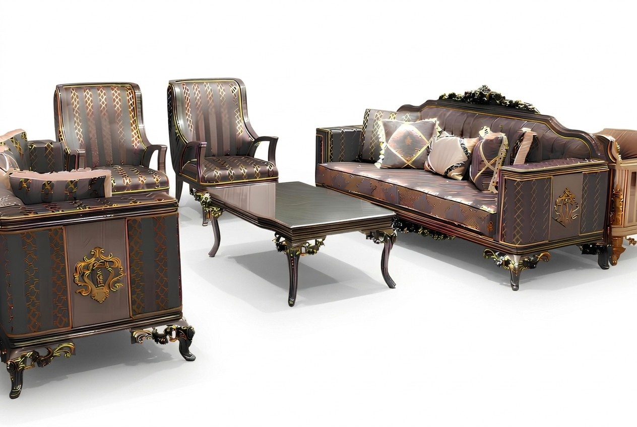Luxurious 3 Piece Sofa Set Sofa 3 Seater Relax 2x Armchair Deluxe