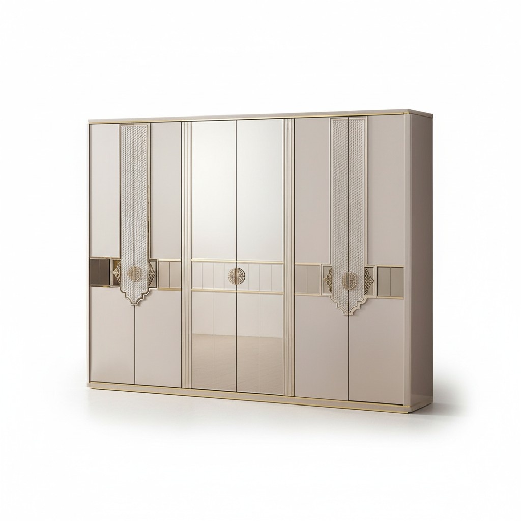 Luxurious beige wardrobe bedroom wooden closet 260cm
