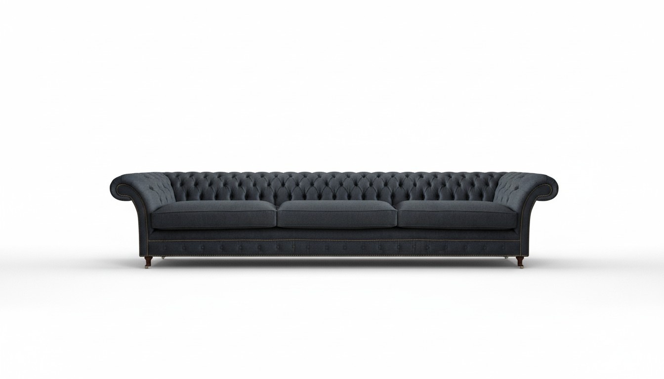 Luxury Black Chesterfield Fabric Sofa Living Room Elegant Fabric Sofas