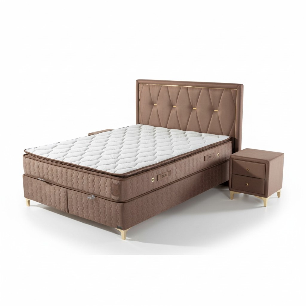 Luxurious box spring bed Elegant headboard for maximum comfort and style