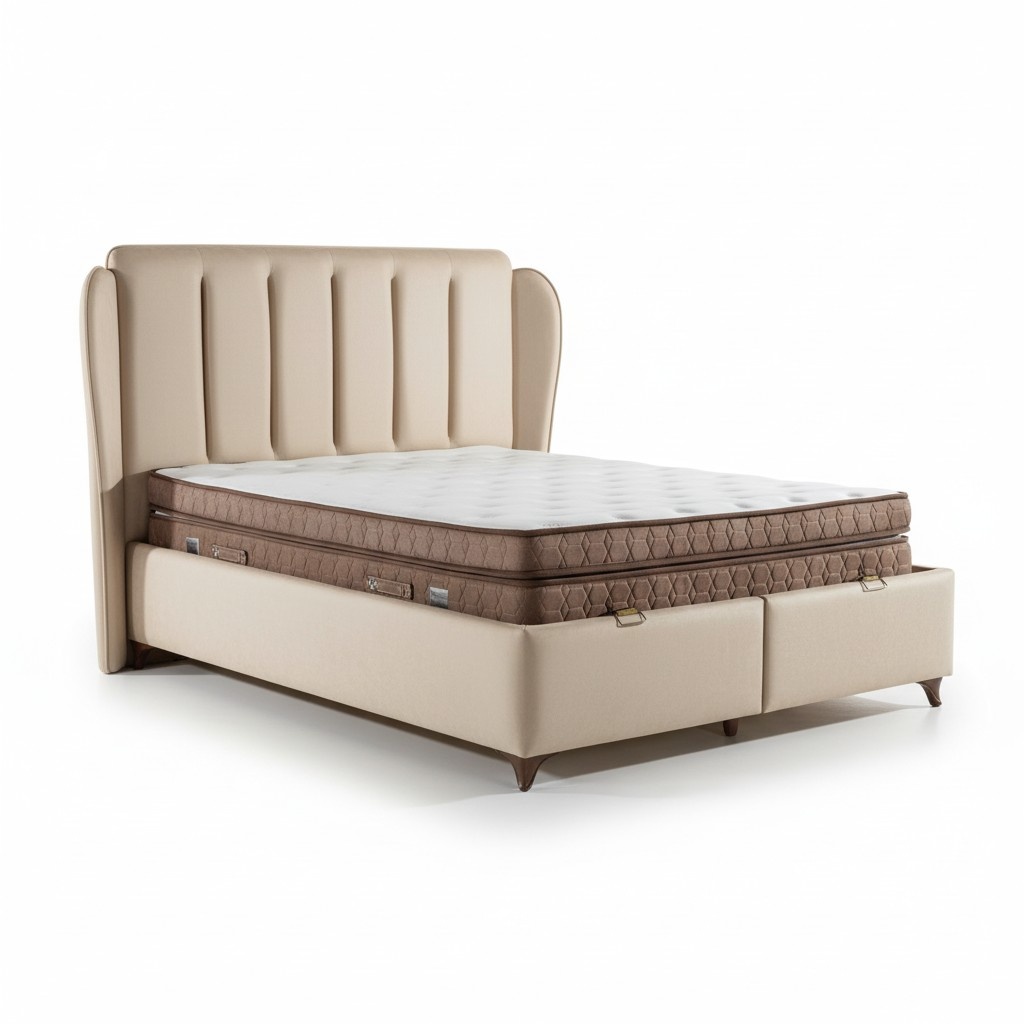Luxury box spring bed Elegant headboard for comfort and stylish living