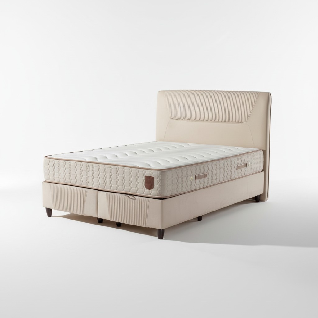 Luxurious box spring bed with elegant structure Modern design for comfort