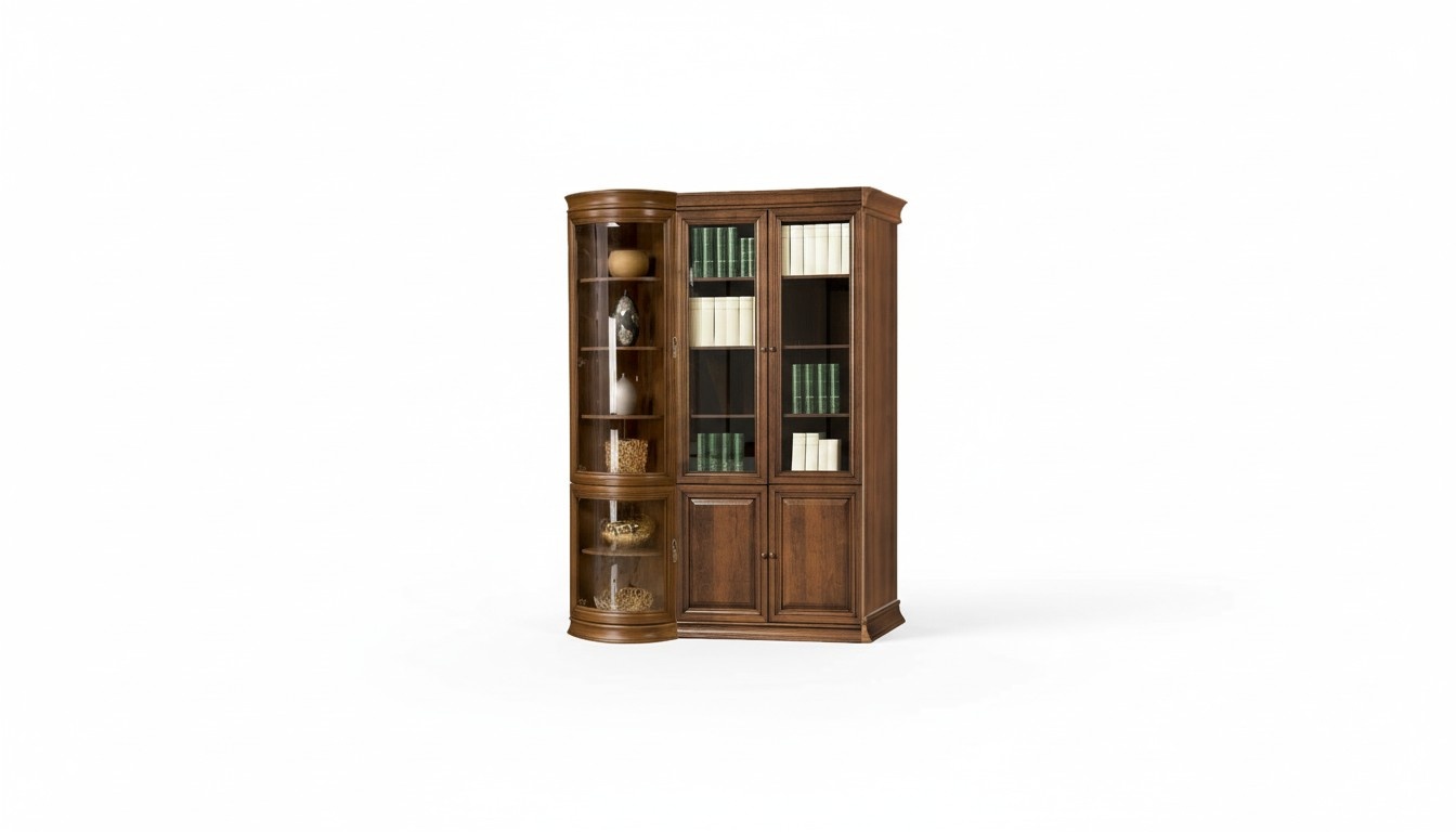 Luxurious brown office cabinet cupboard display cabinet wooden cabinet glass doors