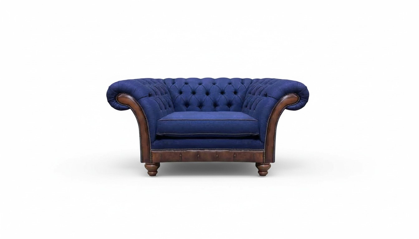 Luxurious Chesterfield Blue Armchair Upholstered Furniture Designer Armchair