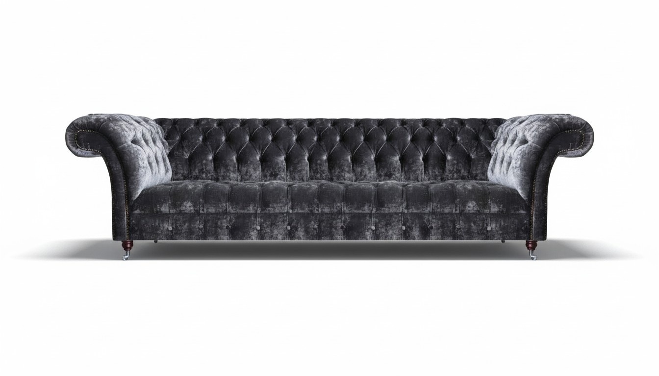 Luxurious Chesterfield four seater designer furnishing textile sofa