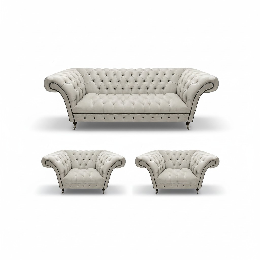 Luxurious Chesterfield furniture designer 2x armchairs modern three-seater