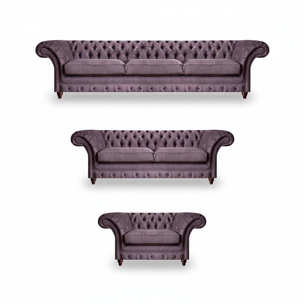 Luxurious Chesterfield upholstery set Elegant three-seater 2-seater armchair