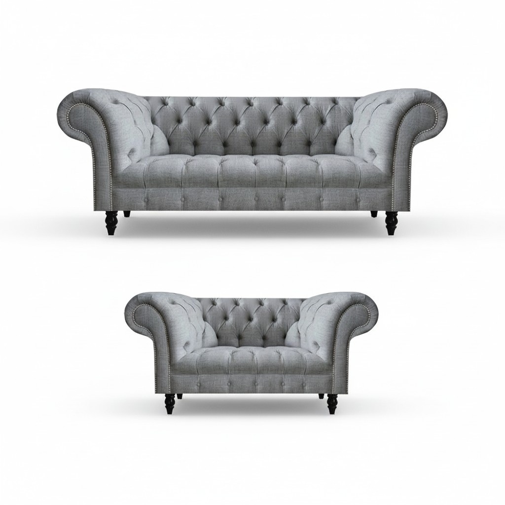 Luxury Furniture Sofa Set 2x Sofas Chesterfield Living Room
