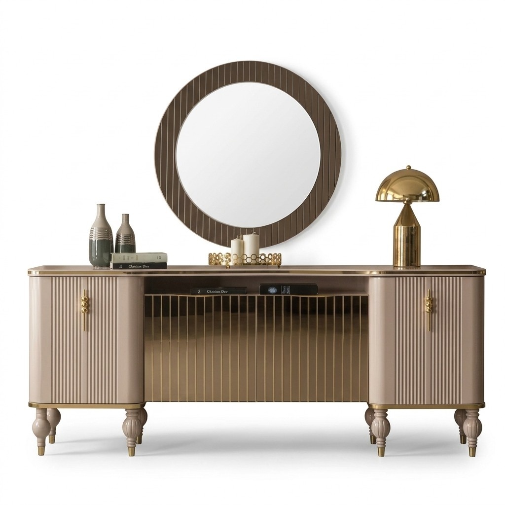 Luxury living room set Modern sideboard glass mirror sideboard