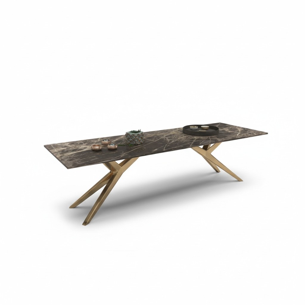 Luxury Stainless Steel Dining Room Table Elegant Marble Tables New