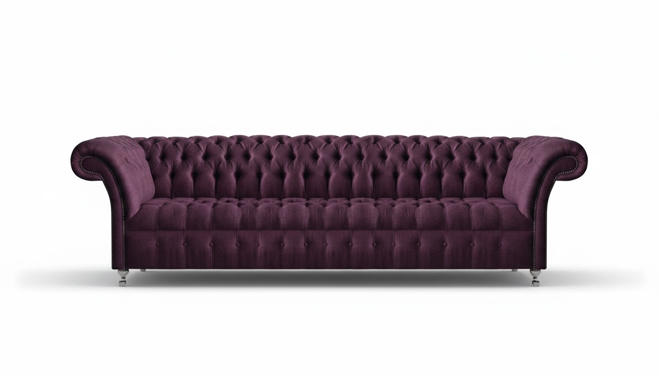 Luxurious Purple Chesterfield Couch Modern Four-Seater Living Room Furniture