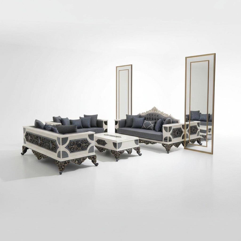 Luxurious Set of Two Precious 3-Seater Sofas High Quality Materials Sofa Set