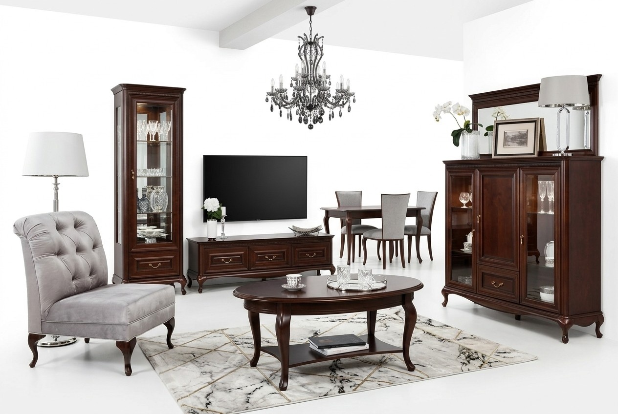 Luxurious wooden furniture living wall classic furniture display cabinet TV low board