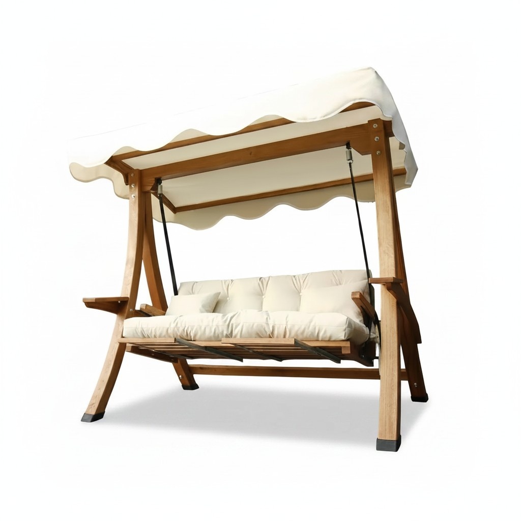 Luxurious wooden garden rocking chair, elegant wooden swing garden swing, new.