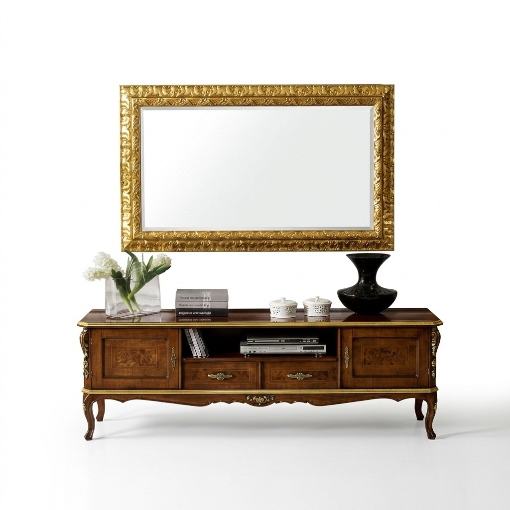 Luxury 2 piece set sideboard lowboard rtv mirror Italian wood furniture wooden furniture