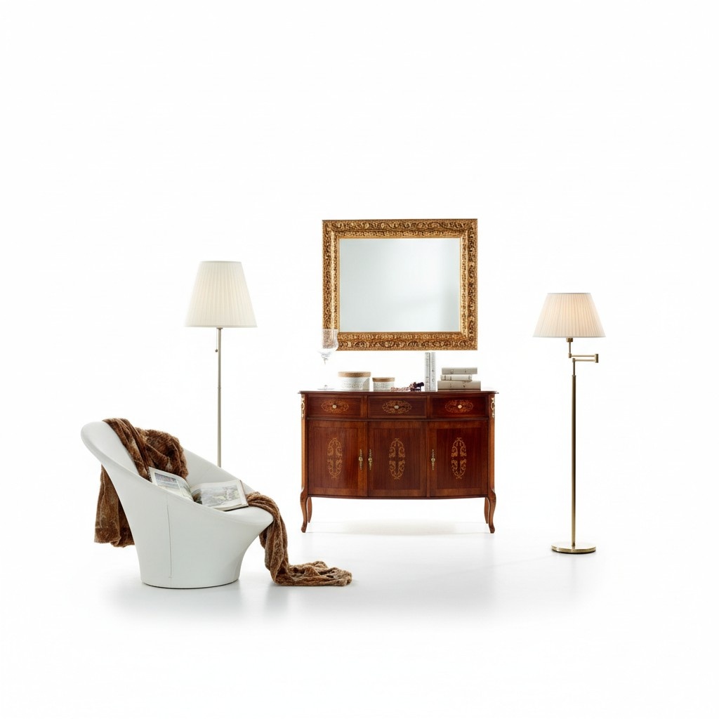 Luxury 2-piece Set Designer Dresser and Mirror Italian Furniture Style Baroque New