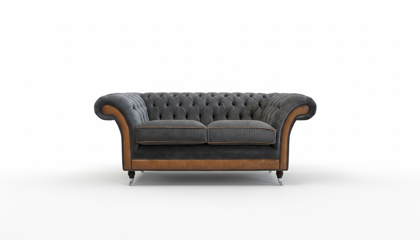 Luxury 2 seater couch upholstery sofa textile fabric Chesterfield set new couches