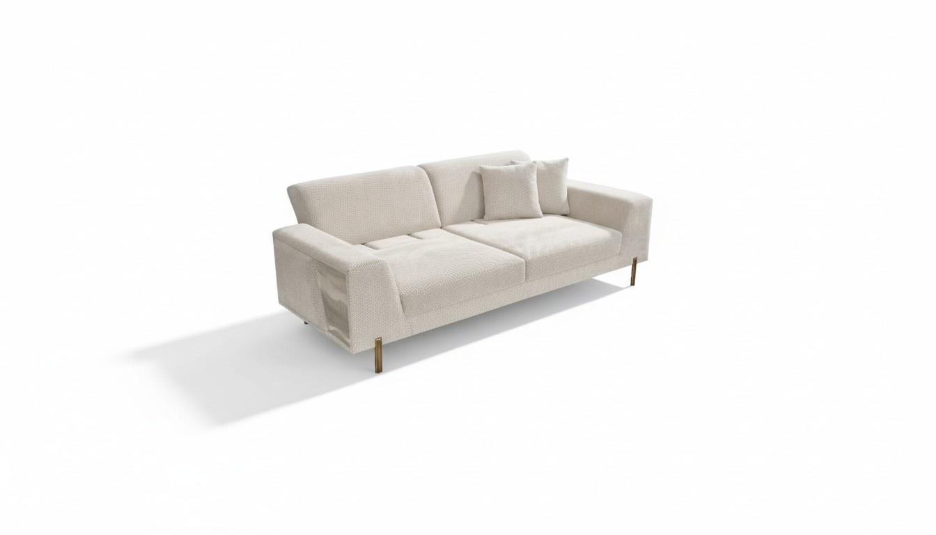 Luxury 3-Seater Sofa Living Room Furniture Elegant Sofa 236cm Fabric White