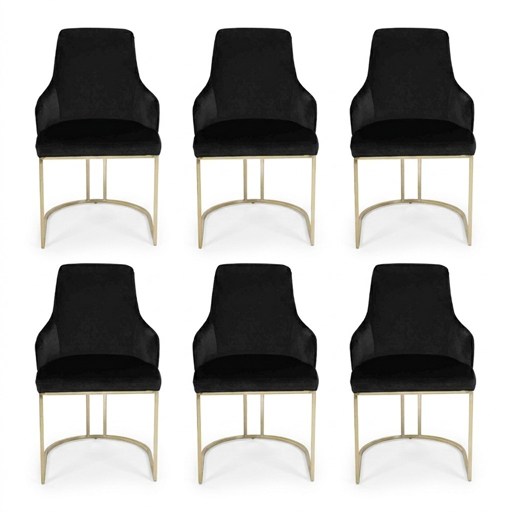 Luxury 6x Chairs Black Dining Room Chair Designer Furniture Modern Chairs New