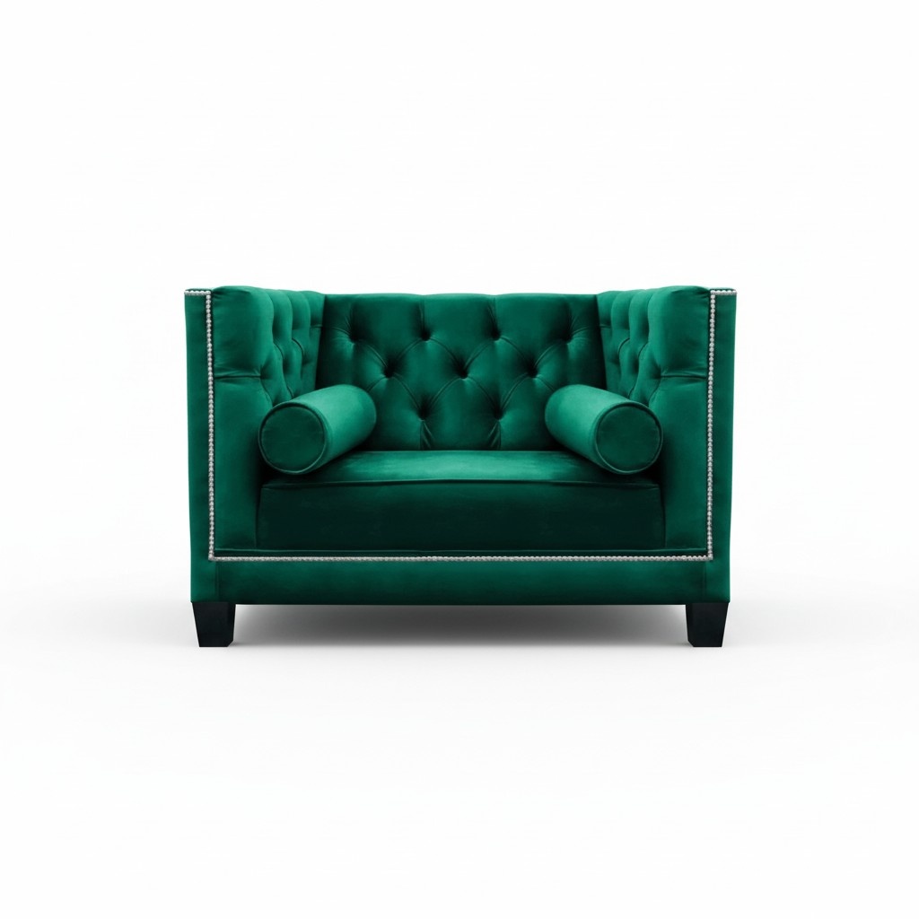 Luxury armchair living room upholstered furniture couch seat chesterfield green furnishings