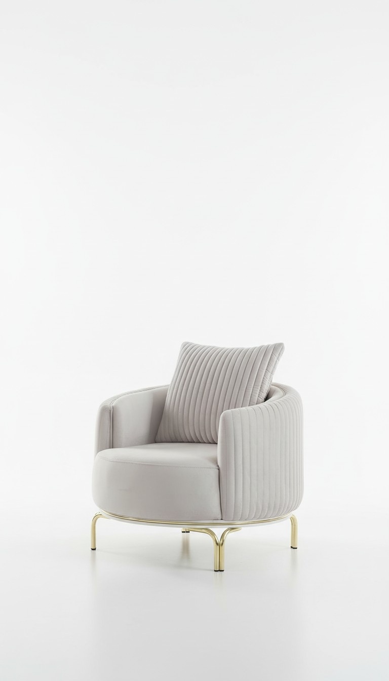 Luxury armchair white single seater living room furniture polyester stainless steel furniture